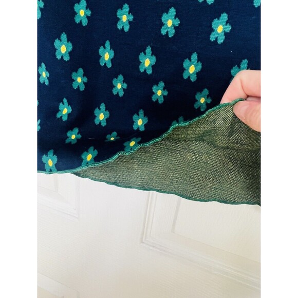 Polagram Navy and Green Daisy Womens Short Sleeve Sweater Medium Raw Hem - Picture 4 of 6